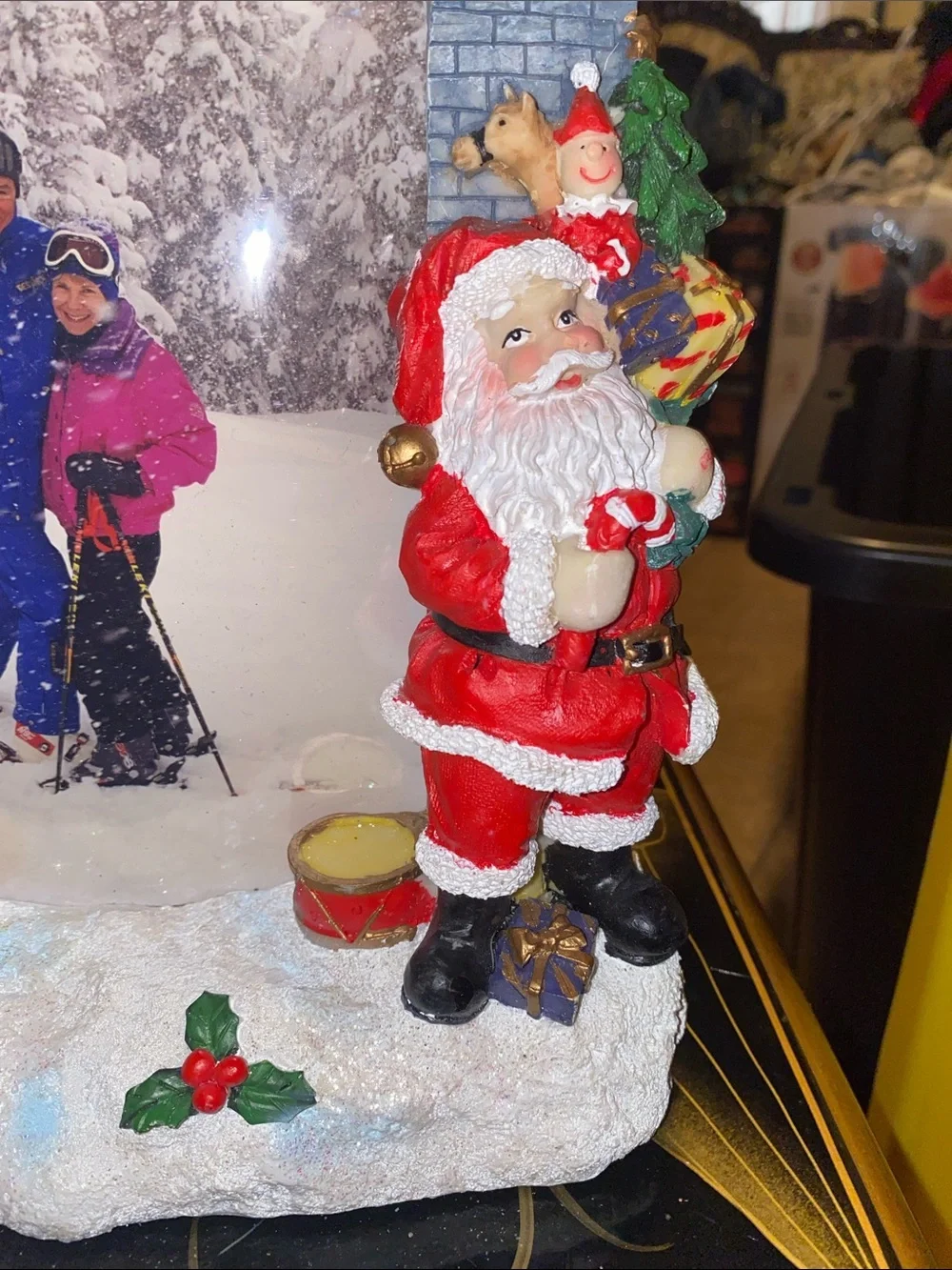 Festive Santa & Snowman Photo Frame - Holiday Home Decor with light (Red, White)